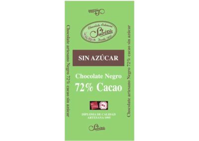 Chocolate artesano negro sin azúcar 74% cacao