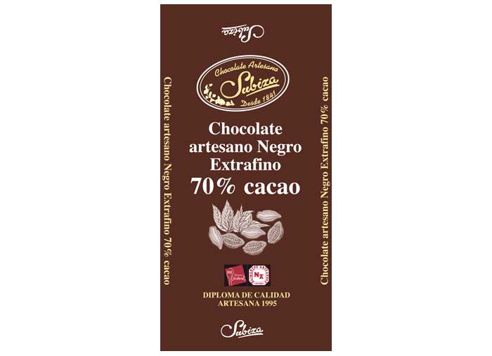 Chocolate artesano negro 70% cacao