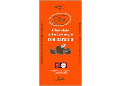 Chocolate artesano negro 70% cacao con naranja